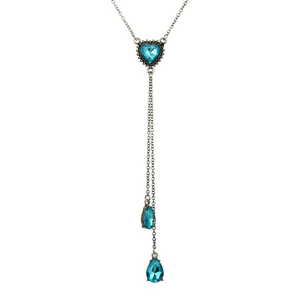 NEW Stunning Blue Gem Y-Drop Necklace w/Teardrop Accents